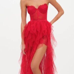 Bustier Gown - Red | For Love & Lemons | Size M